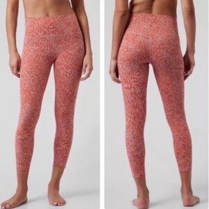 Athleta Salutation Stash Pocket II Printed 7/8 Tight Legging Pink Orange Medium